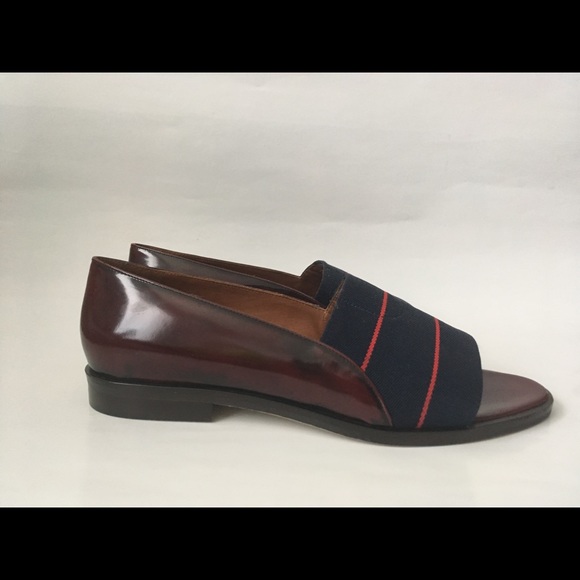 Elastic Peep Toe Leather Loafers - Picture 8 of 8
